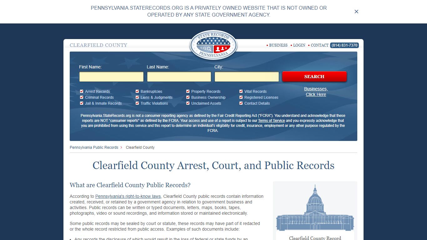 Clearfield County Arrest, Court, and Public Records
