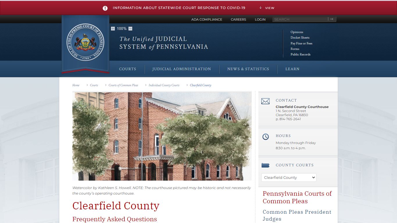 Clearfield County | Individual County Courts | Courts of Common Pleas ...